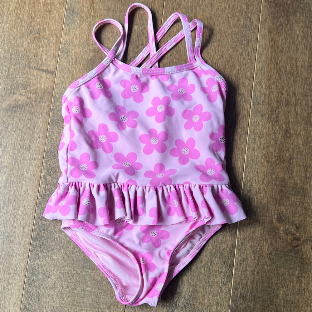 NWOT Pink Floral Kids One Piece Swimsuit - banana boat size 3t